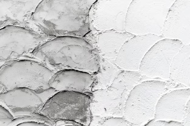Текстура декоративной штукатурки на фоне штукатурки грубо нанесена на стену в виде полукругов
